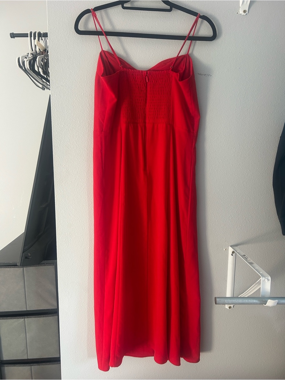 Abercrombie & Fitch Red Spaghetti-Strap Midi Dress with Side Slit - Picture 5 of 9